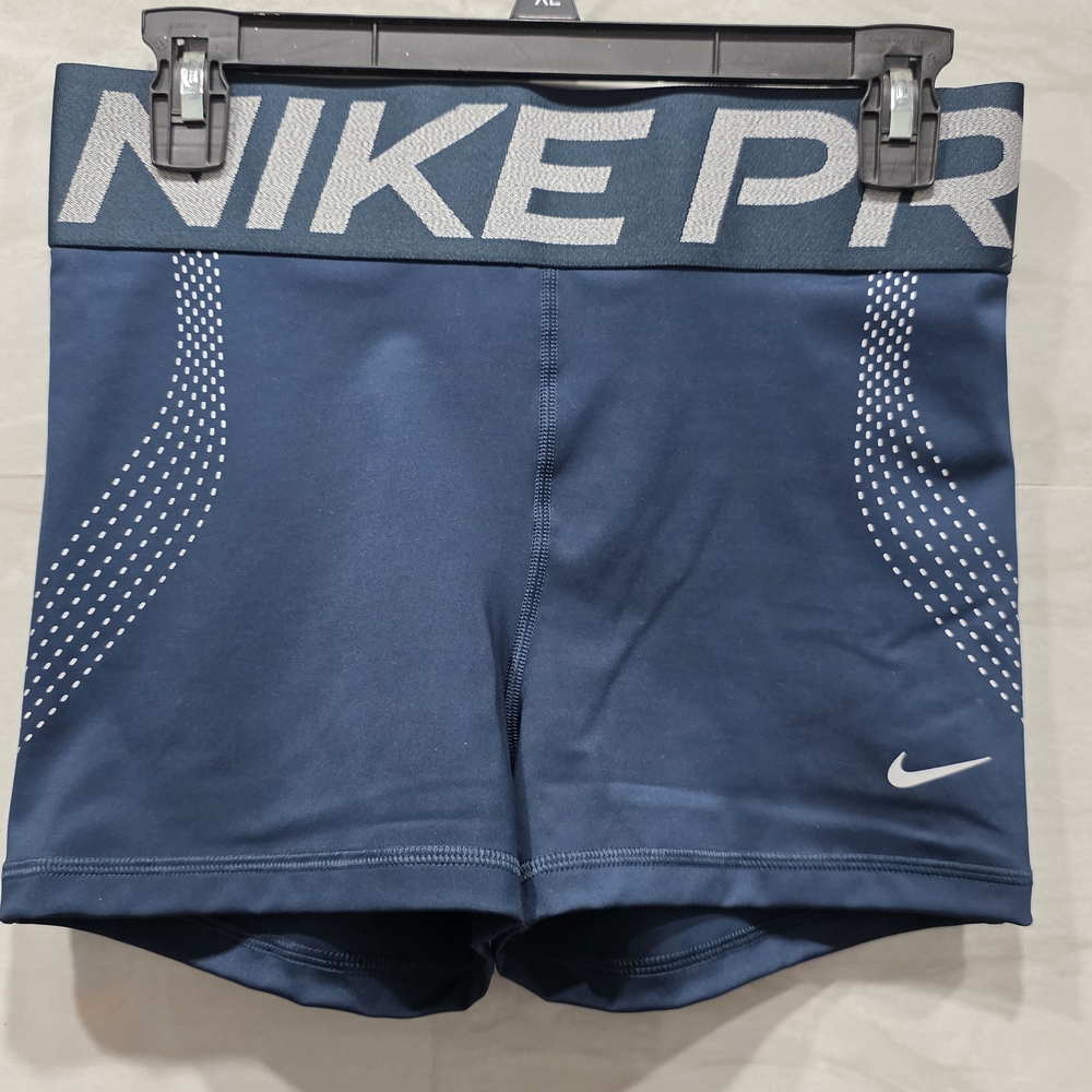 Nike Pro Navy Compression Shorts with White Swoosh